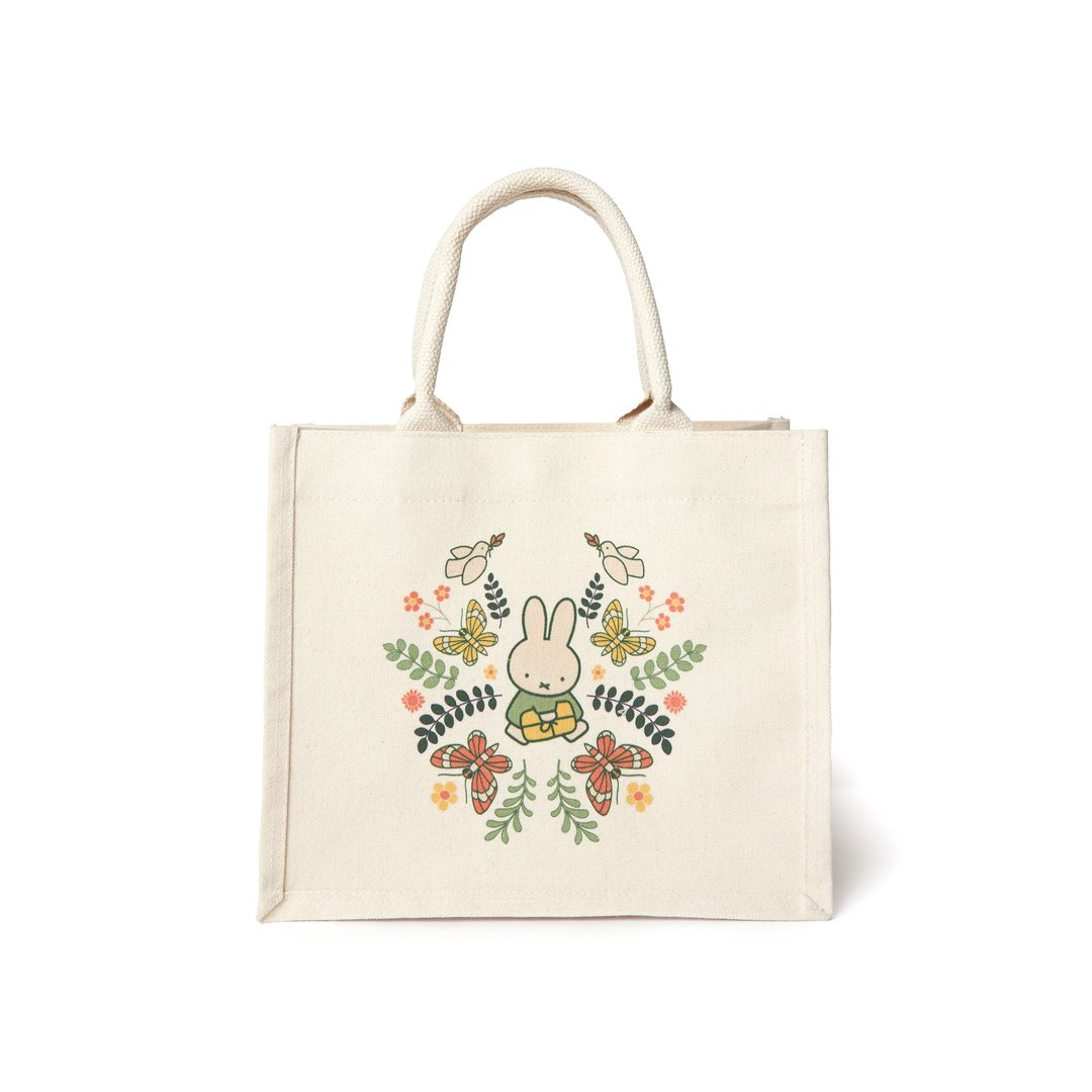 Miffy 70S Floral Canvas Bag - Miffy帆布袋 - 手提包/手提袋 - 棉 白色