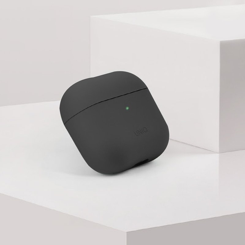 AirPods 3/4 代 Lino简约液态硅胶蓝牙耳机保护套-黑灰 - 手机配件 - 硅胶 黑色