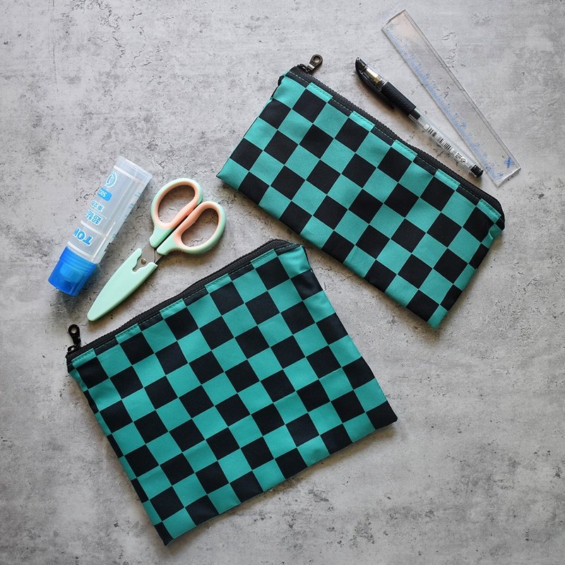 学用文具收纳袋/笔袋_棋盘格 - 铅笔盒/笔袋 - 尼龙 绿色