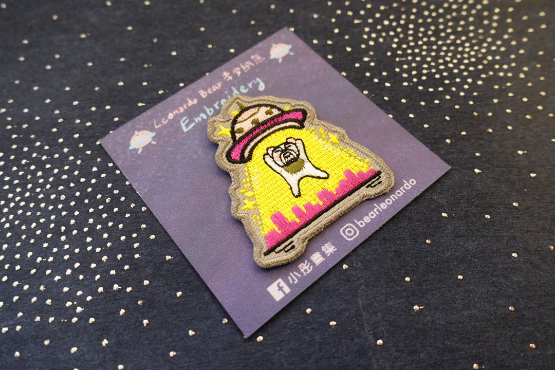 小彤画集 - 白熊与UFO - 刺绣烫贴绣片 - 胸针 - 绣线 紫色