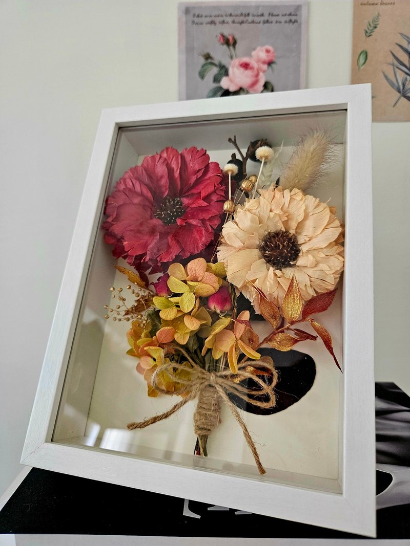 羽叶向日葵干燥花相框 立体相框 摆饰 - 干燥花/捧花 - 植物．花 多色