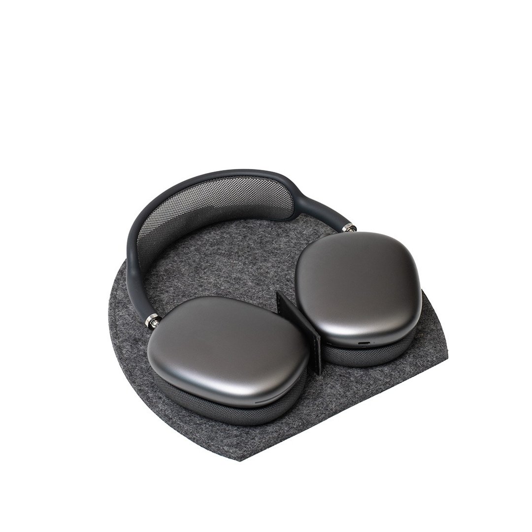 AirPods Max 休憩站 2.0 – 灰色美利奴羊毛毡搭配皮革饰边 - 耳机收纳 - 真皮 黑色