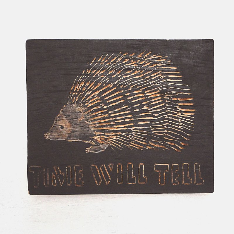 Hedgehog  wood-burning art - 海报/装饰画/版画 - 木头 咖啡色