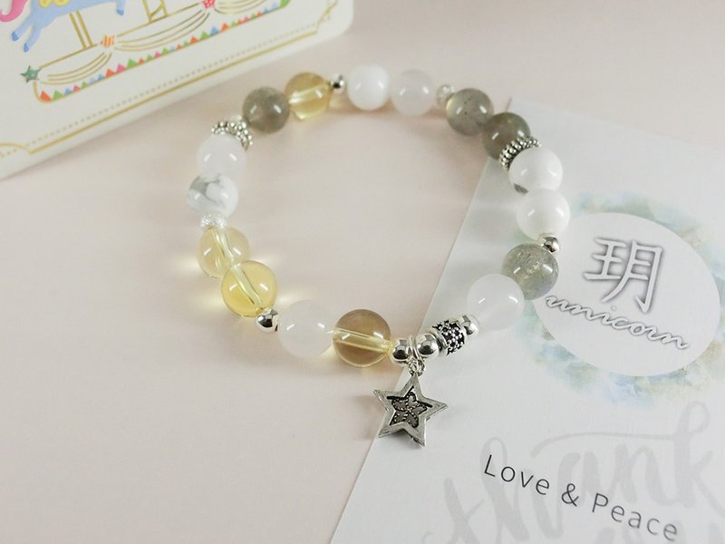 黄金光辉天然石银手链 │玥unicorn-天然石 黄水晶 月光石 - 手链/手环 - 宝石 黄色