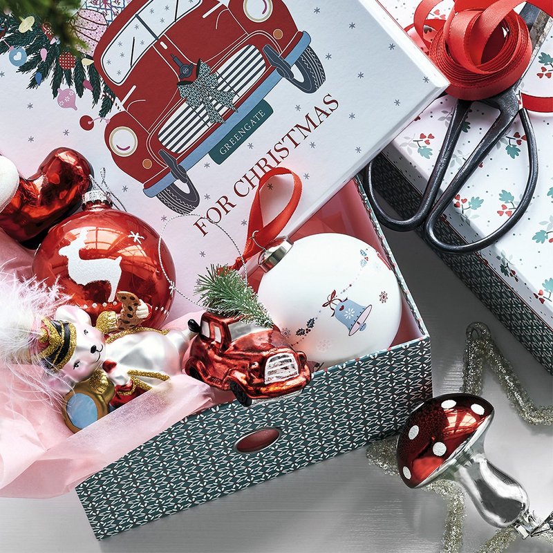 丹麦GreenGate Christmas red 汽车收纳盒2入 - 收纳用品 - 纸 绿色