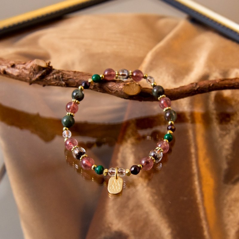 圣诞节 // C1189草莓晶绿幽灵手链 - 手链/手环 - 宝石 