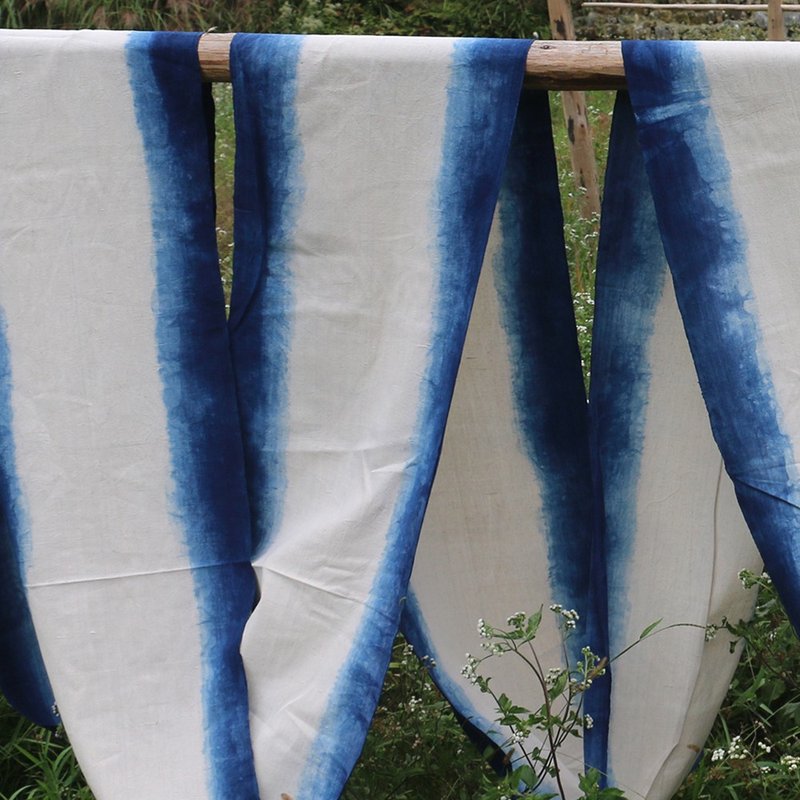 倚山人|手织土布古法植物草木染渐变传统发酵蓝染窗帘门帘纯棉布 - 编织/刺绣/羊毛毡/裁缝 - 棉．麻 