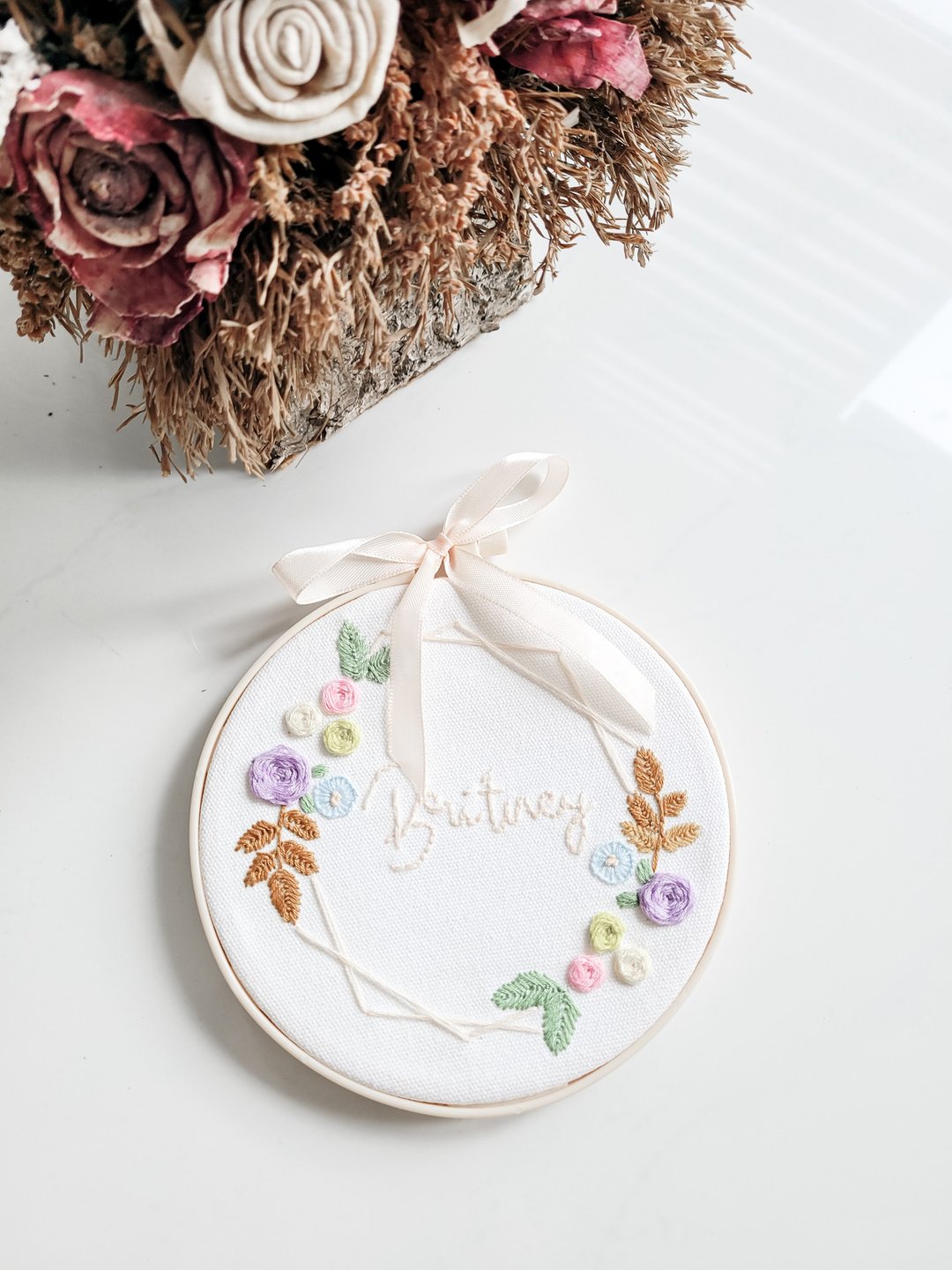 【定制】英文名人手刺绣框 Embroidery Hoop 挂墙装饰 家居装饰 - 摆饰 - 绣线 白色