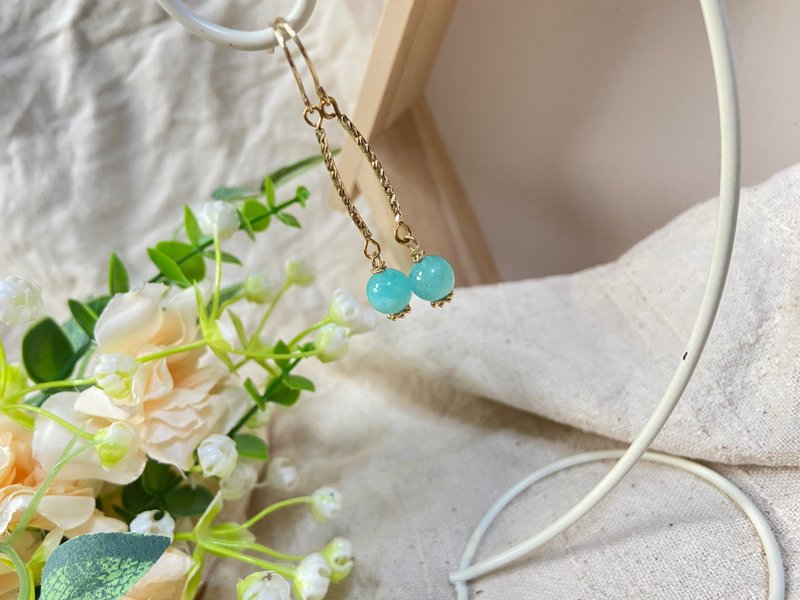 天河石耳环 - 耳环/耳夹 - 水晶 蓝色