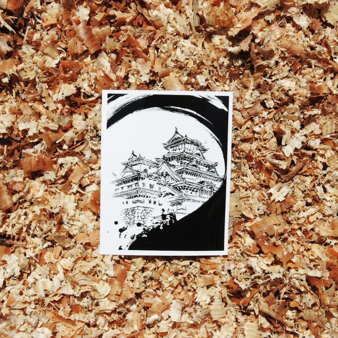 贴纸 - 姫路城 - 白底 - 贴纸 - 纸 白色