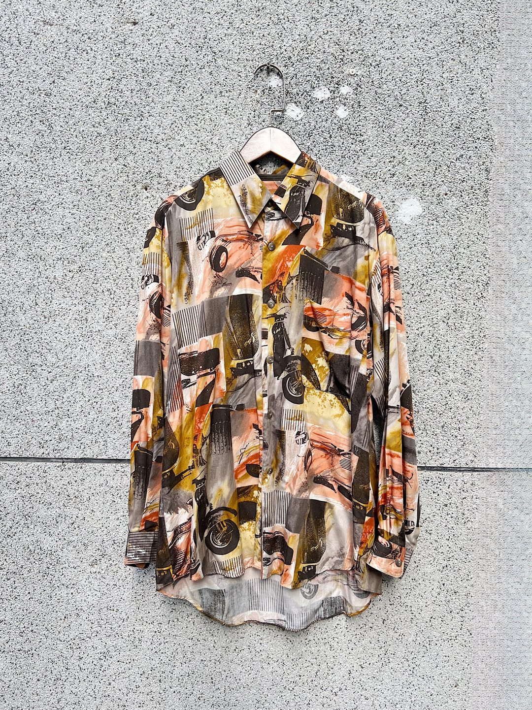 黄橙黑色伟士迷集团青春年华时光 古着丝质衬衫vintage shirts - 女装衬衫 - 丝．绢 多色