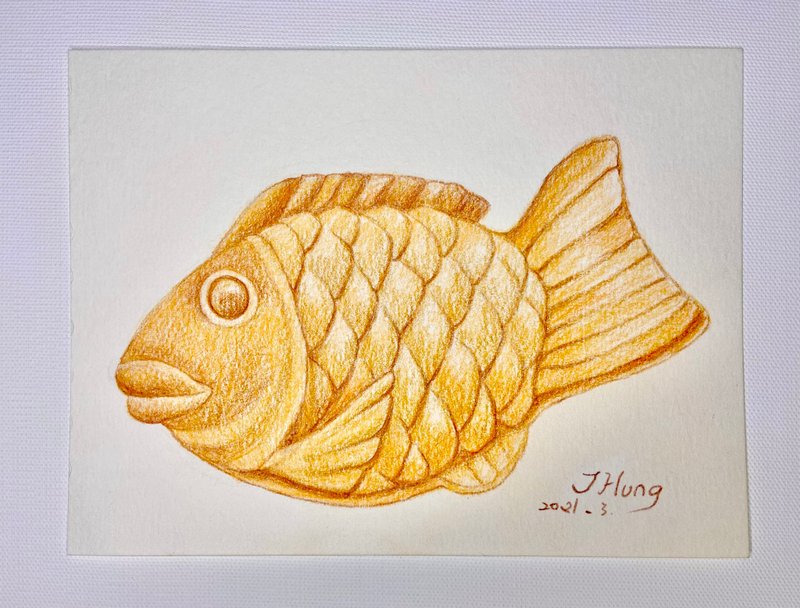 精致水性色铅笔的疗愈时光-插画可口鲷鱼烧 - 插画/绘画/写字 - 纸 