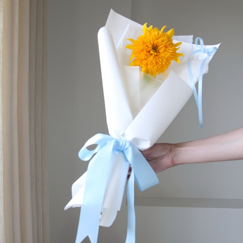 单朵泰迪熊向日葵 鲜花花束 毕业花束 - 干燥花/捧花 - 植物．花 