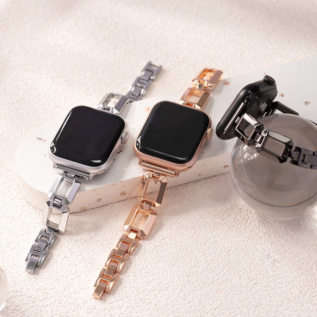 Apple watch - 方形镂空珠宝扣 链表带 - 表带 - 其他金属 