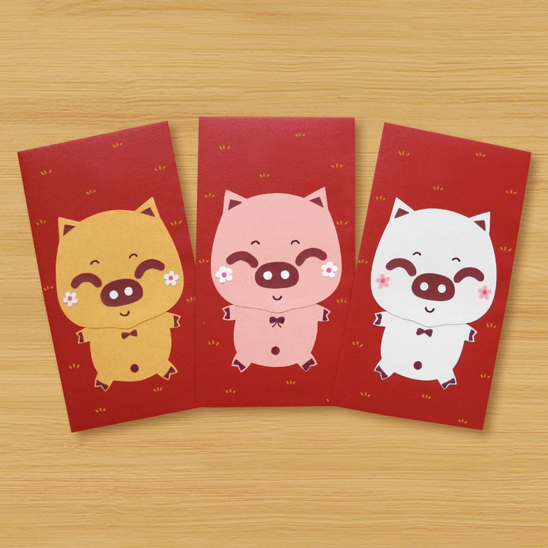 手工创意红包袋 _ 猪福神 - 快乐小猪迎新年 - 1入 - 红包/春联 - 纸 红色