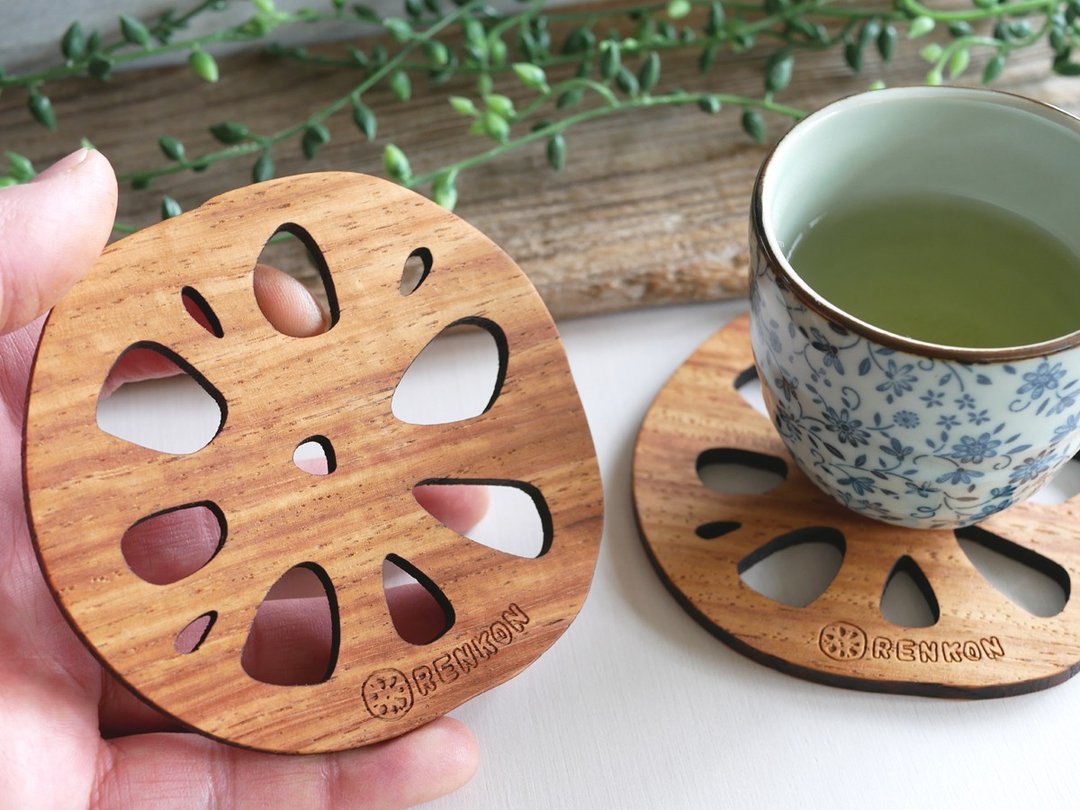 Wood coaster lotus root (lotus root) Small - 杯垫 - 木头 咖啡色
