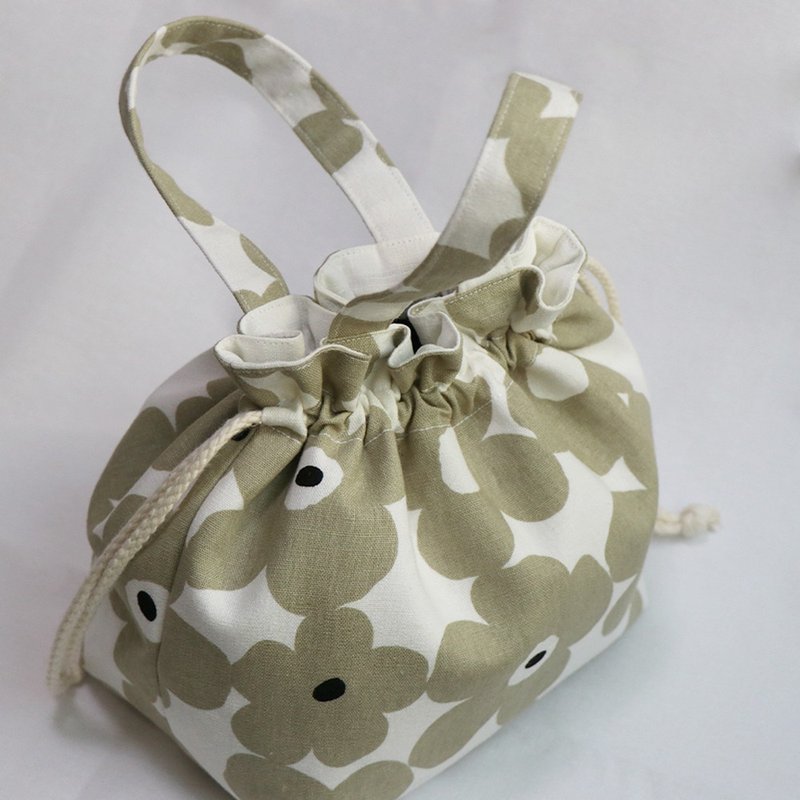 【 MY HANDMADE 】かわいい 大地色系束口袋 | 日本印 - 手提包/手提袋 - 棉．麻 卡其色