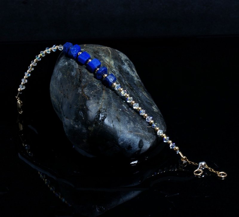曰本 Cenfill 钢丝 青金石原矿 14K包金 GF Swarovski 水晶手链 - 手链/手环 - 宝石 