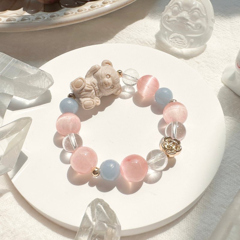 小熊与它的魔法球 小朋友手链 幼童手链 小熊手链 阿拉善 白水晶 - 手链/手环 - 水晶 白色