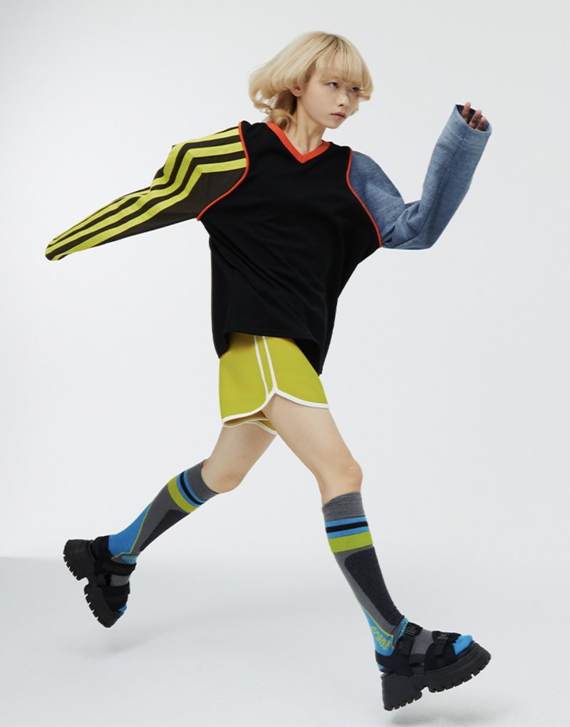 秋天專屬! 太空棉短裤 复古色系 宽鬆 阔腿 蓬蓬挺括 黃色 - 中性裤装 - 棉．麻 黄色