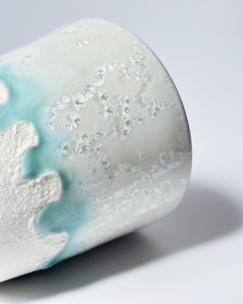 HmmmPottery 白雪雪 结晶花杯 咖啡杯 - 咖啡杯/马克杯 - 瓷 白色