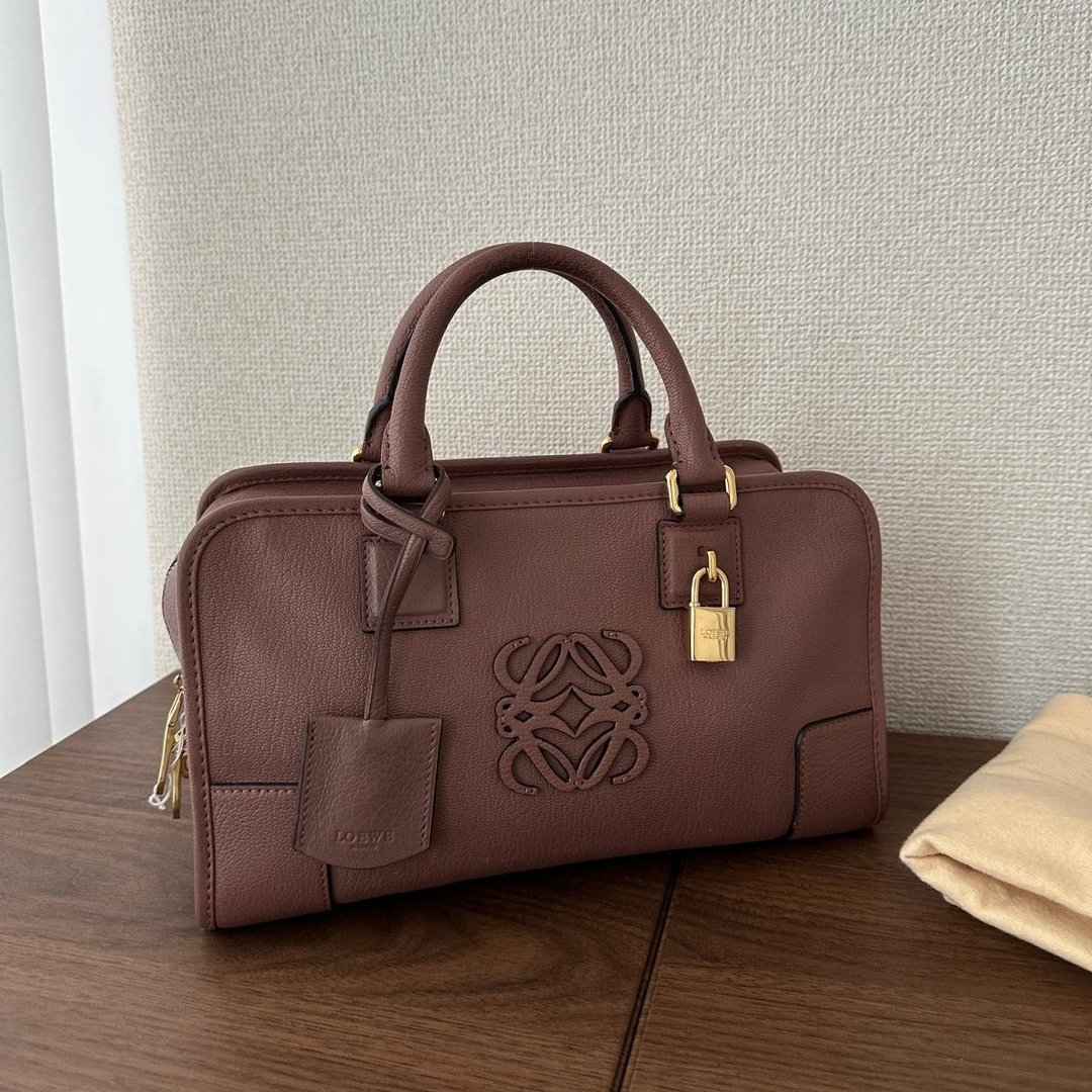 中古包 Loewe 罗意威 Amazona 波士顿包 - 手提包/手提袋 - 真皮 粉红色