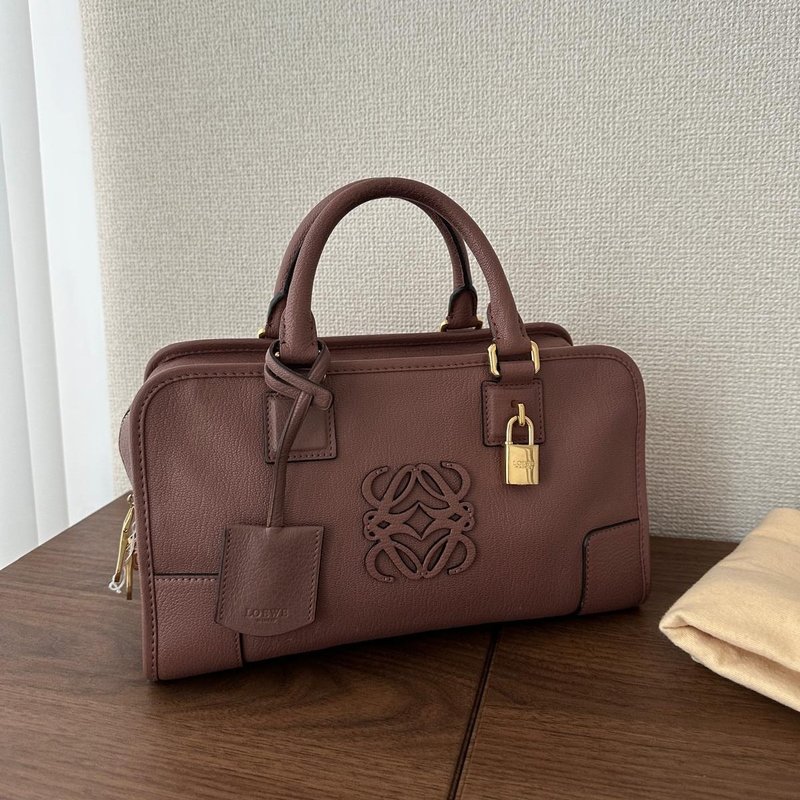 中古包 Loewe 罗意威 Amazona 波士顿包 - 手提包/手提袋 - 真皮 粉红色