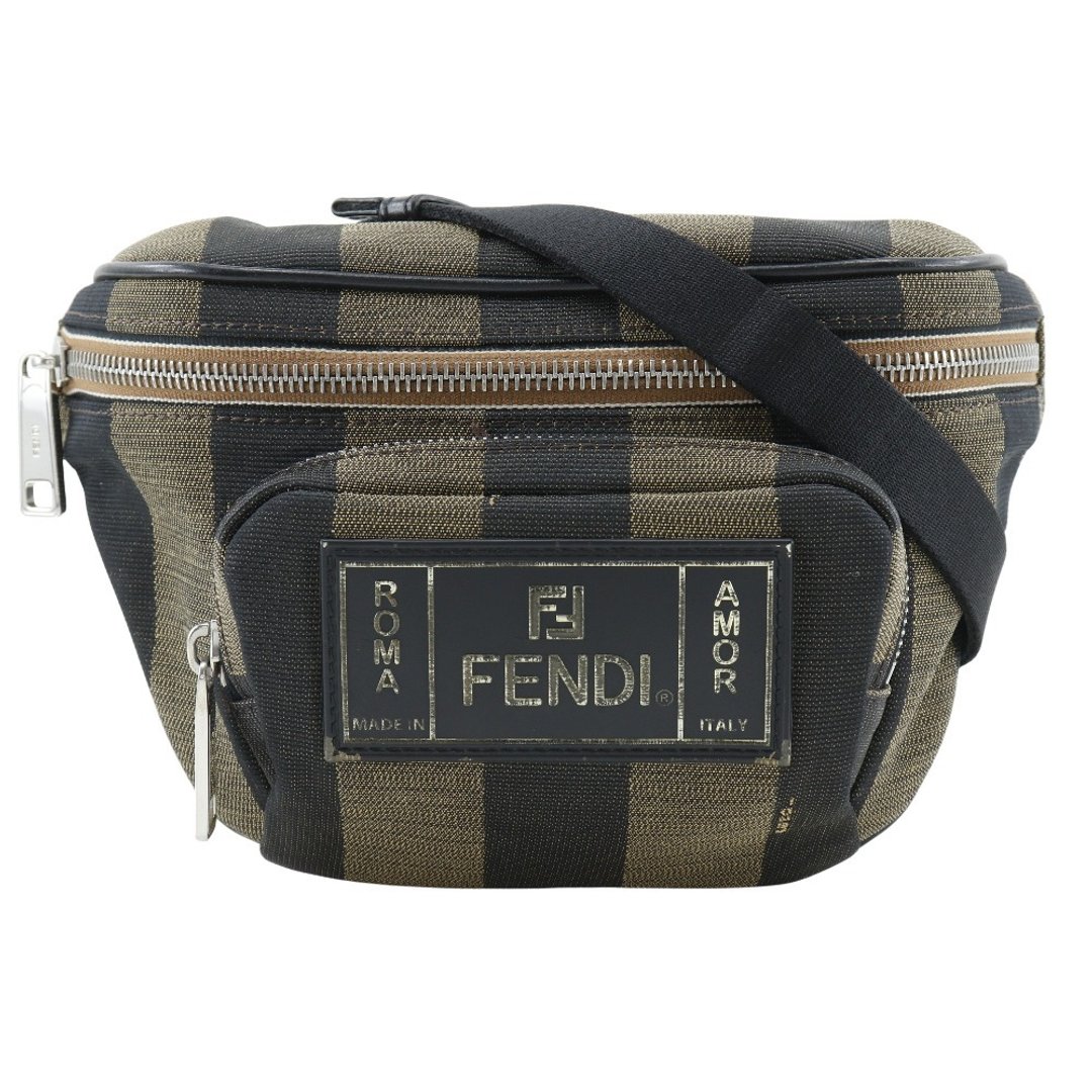 【日本直送】FENDI 芬迪 PEEKABOO STRIPE 腰包 侧背包 7VA446 尼龙帆布 棕色 中性【二手】 - 侧背包/斜挎包 - 尼龙 咖啡色