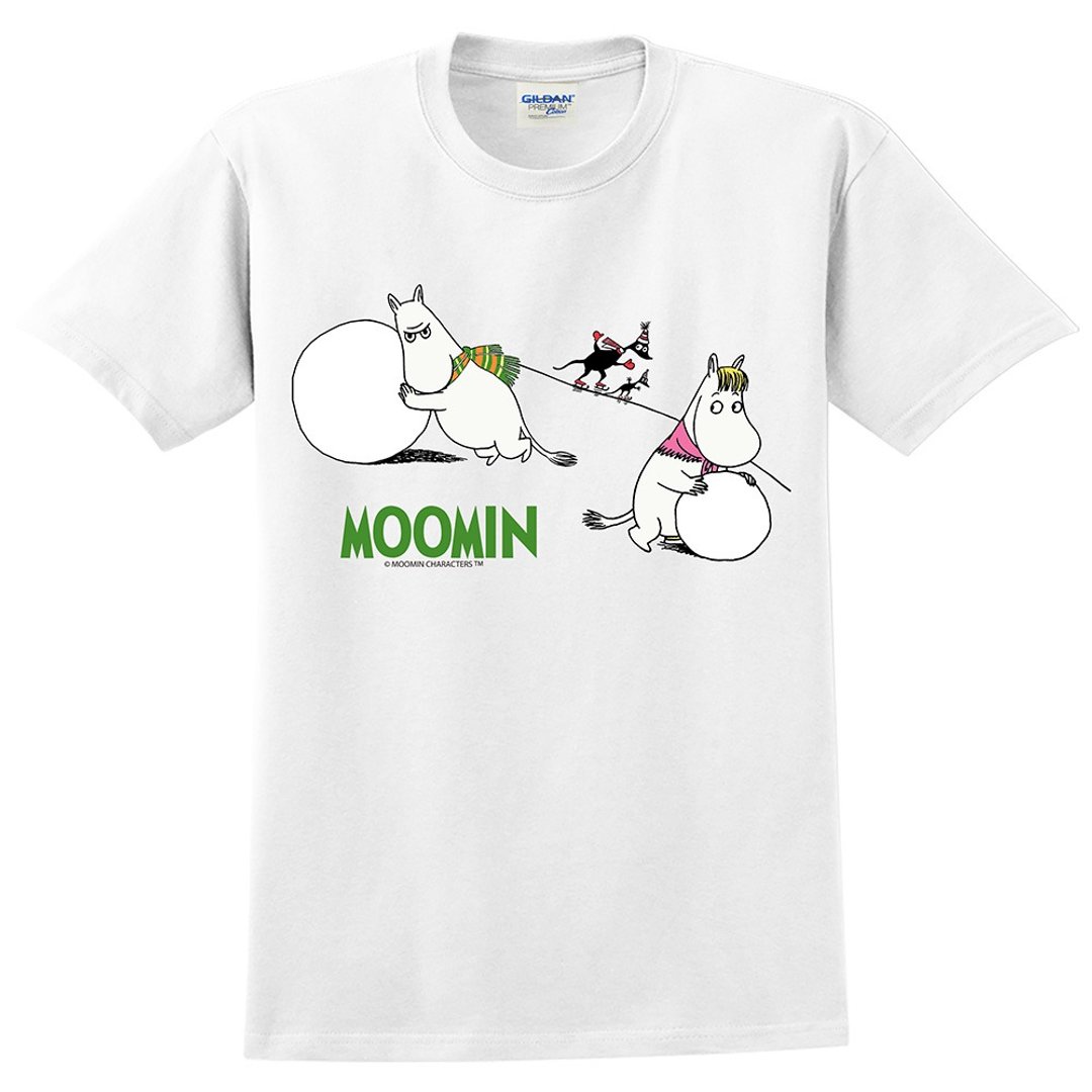 Moomin授权-短袖T桖 噜噜米堆雪球(2色) - 女装 T 恤 - 棉 白色