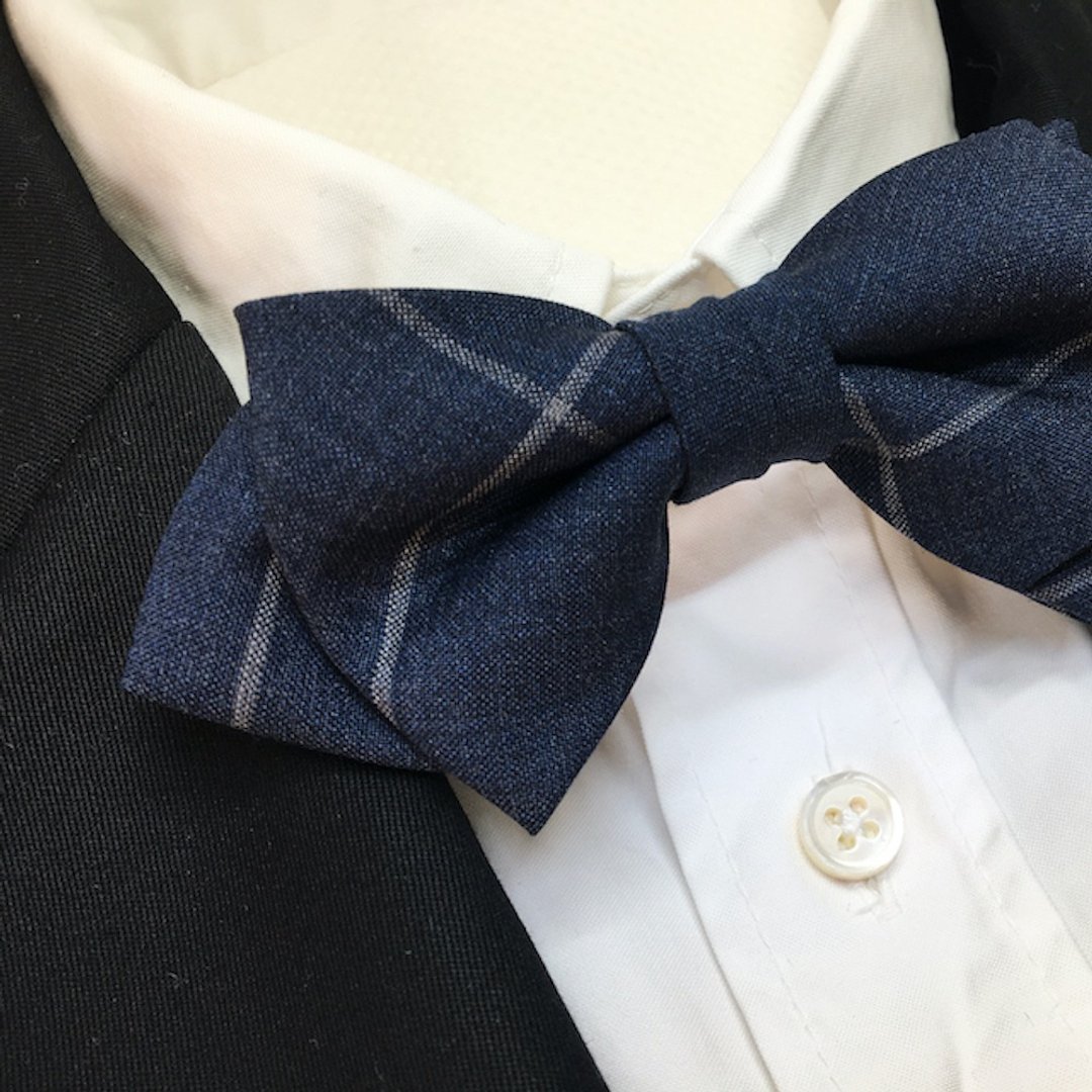 window pane wool bowtie - 领结/领巾 - 其他材质 蓝色