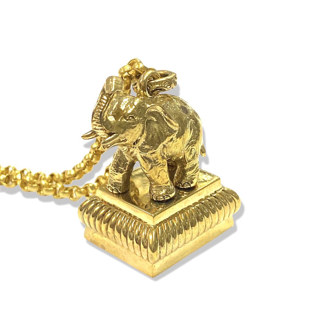 复古 Pinchbeck 仿金属大象火漆印章 信件坠饰 + 项链 - 印章/印台 - 铜/黄铜 金色