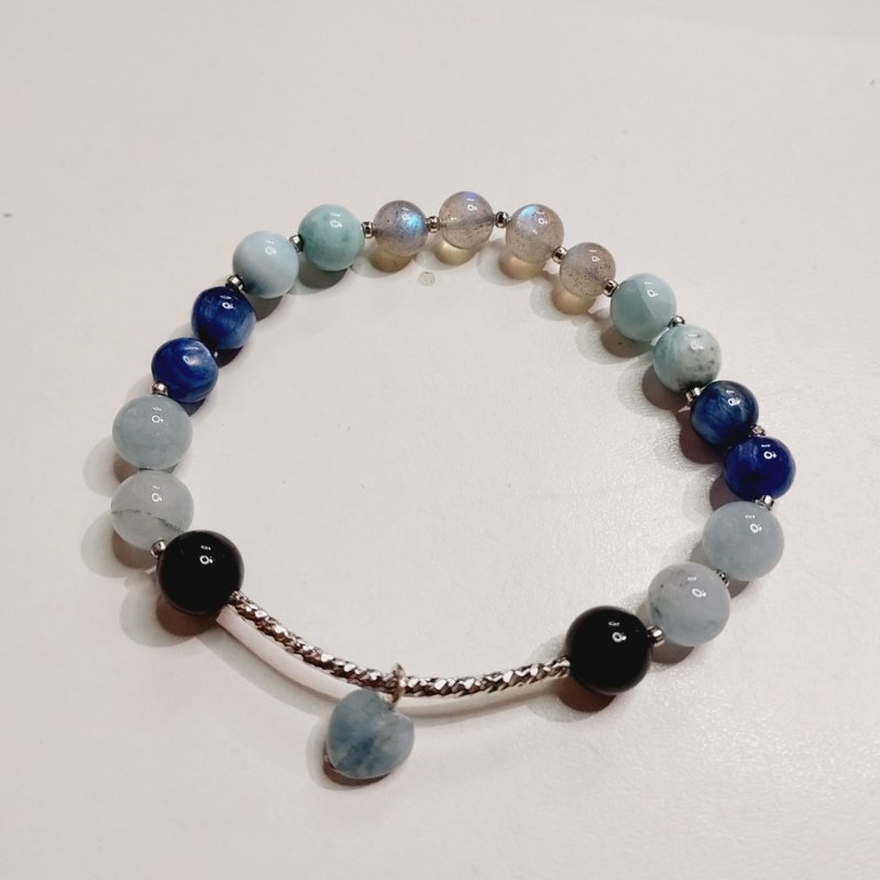 设计款式 - 海蓝宝 拉长石 蓝晶石 彼得石 海纹石(拉利玛) - 手链/手环 - 半宝石 