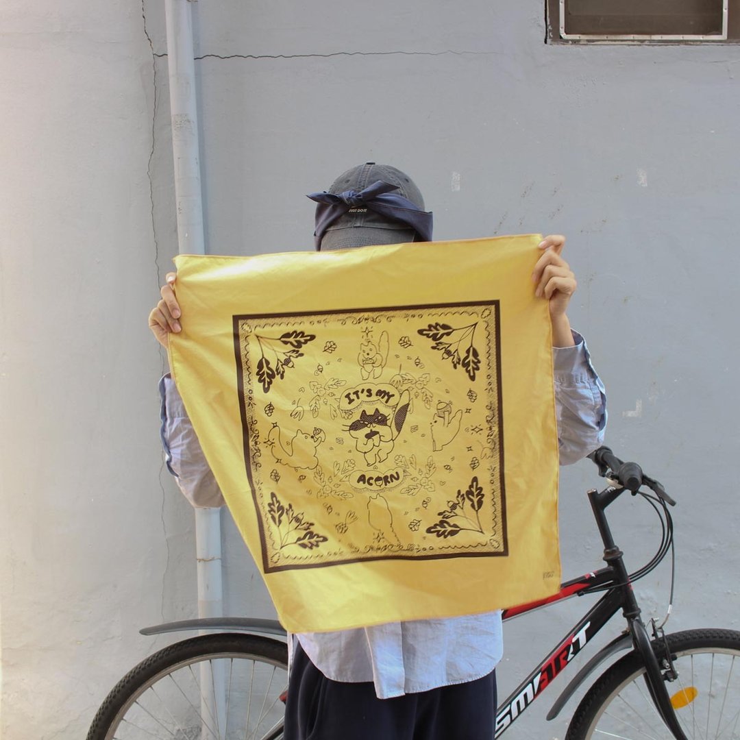 (JayeonStore 网版印刷企划) 我的橡实 - 丝巾 - 棉 橘色
