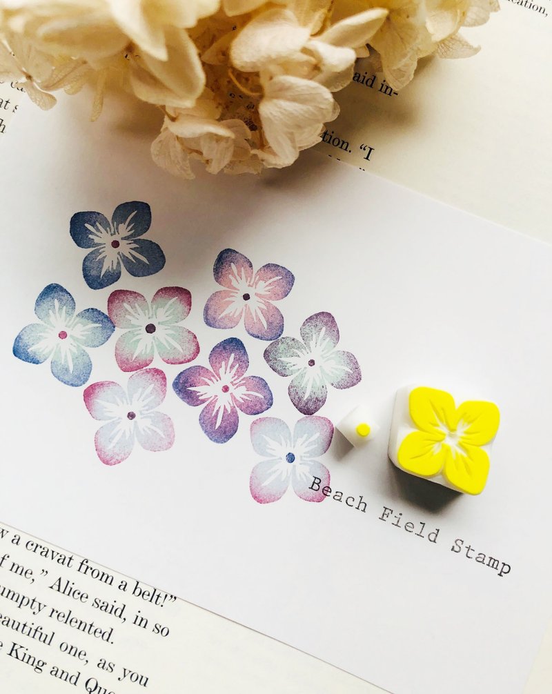 Hydrangea multicolor push rubber stamp - 印章/印台 - 其他材质 