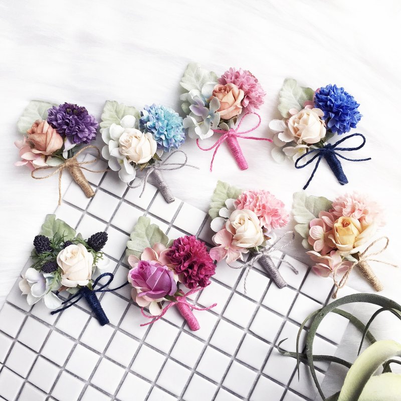 幸福花嫁仿真丝花胸花一个 胸针 新郎 新娘 伴郎 伴娘 胸针 襟花 - 植栽/盆栽 - 植物．花 多色