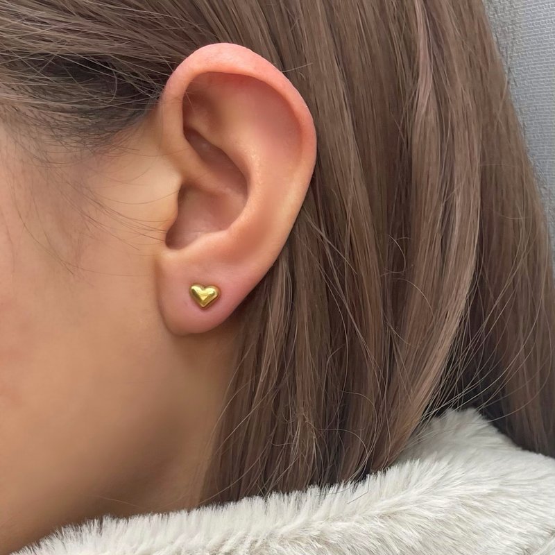 抗过敏金属耳环 316L 手术级不锈钢 防过敏 爱心 设计 耳饰 - 耳环/耳夹 - 不锈钢 金色