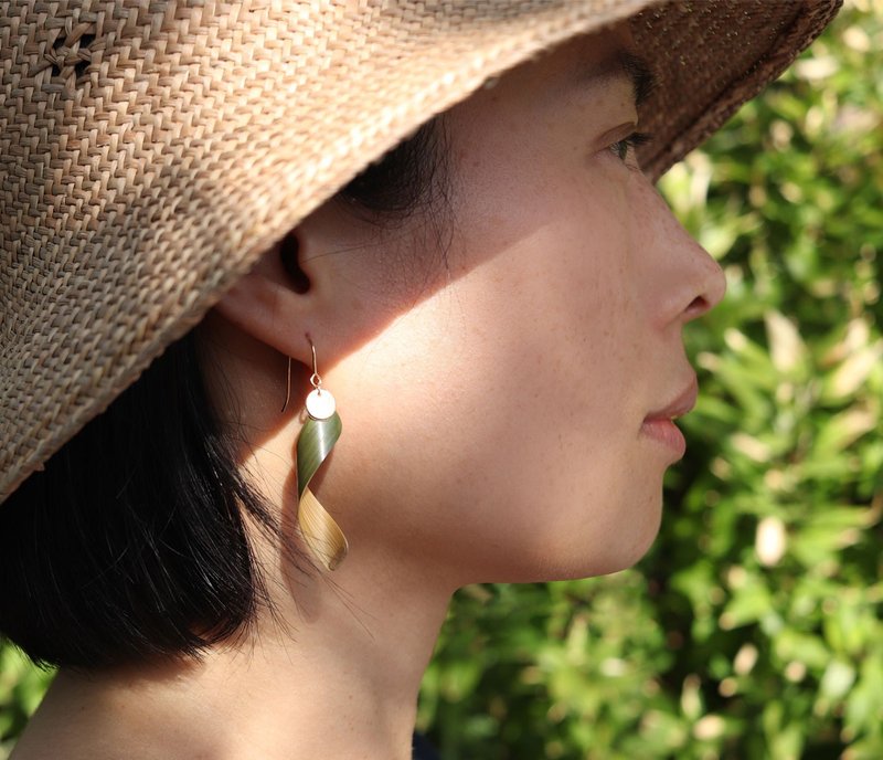 自然的路径 - 台湾桂竹耳环 Trace of Nature - Bamboo Earring - 耳环/耳夹 - 竹 绿色