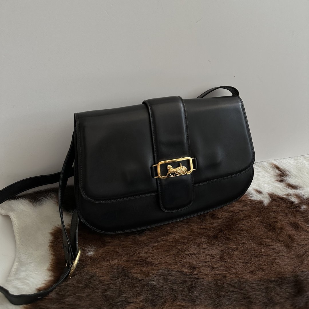 CELINE 塞琳 马车金具 皮革 2WAY 单肩 手提 托特包 - 侧背包/斜挎包 - 真皮 黑色