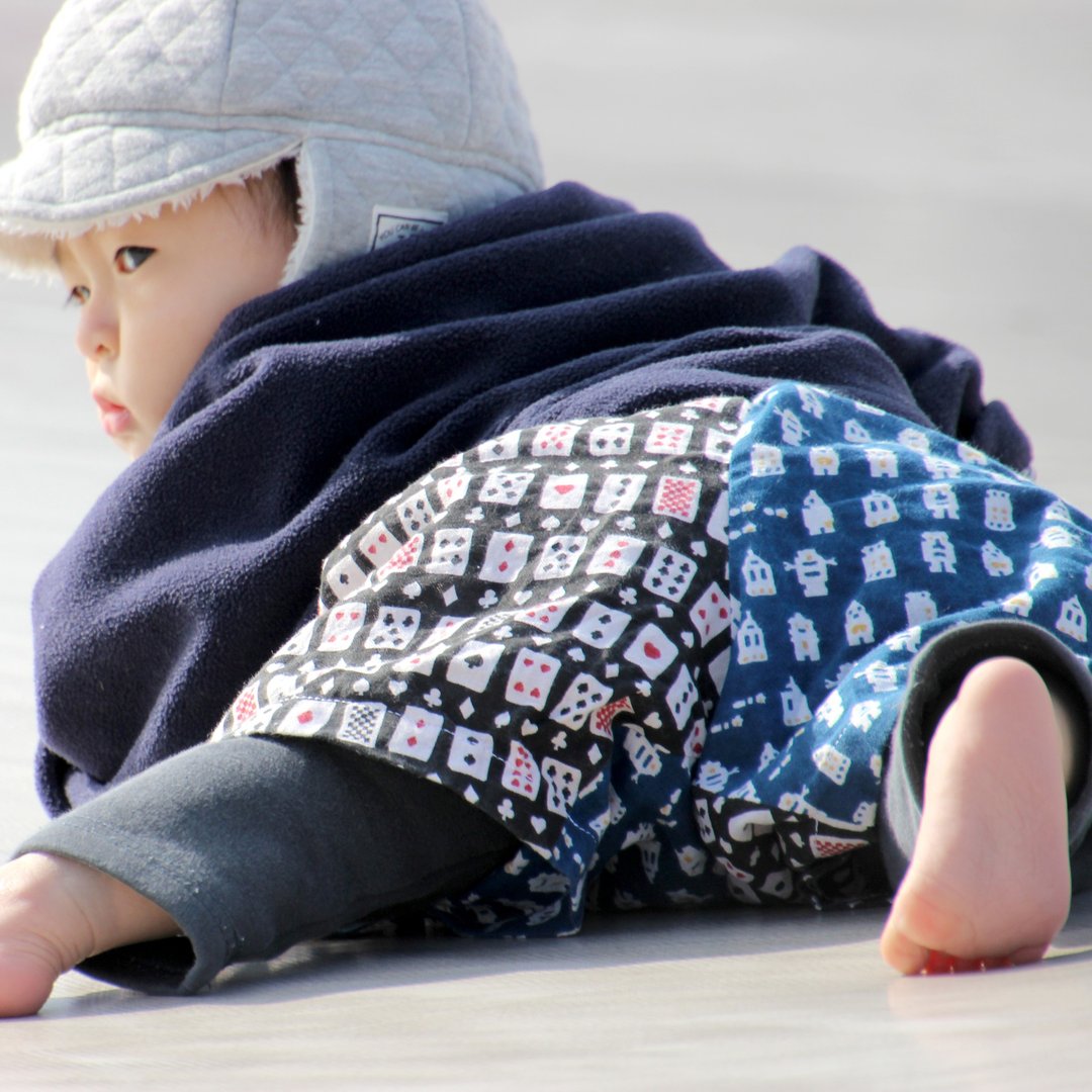 Tenugui Pants Even if it gets dirty, it's messy B - 童装裤 - 棉 蓝色