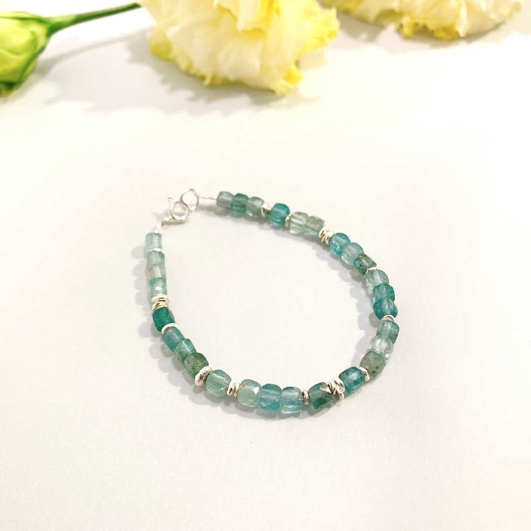 Ops Apatite Silver bracelet -磷灰石/纯银/蓝绿色/限定版 - 手链/手环 - 宝石 绿色