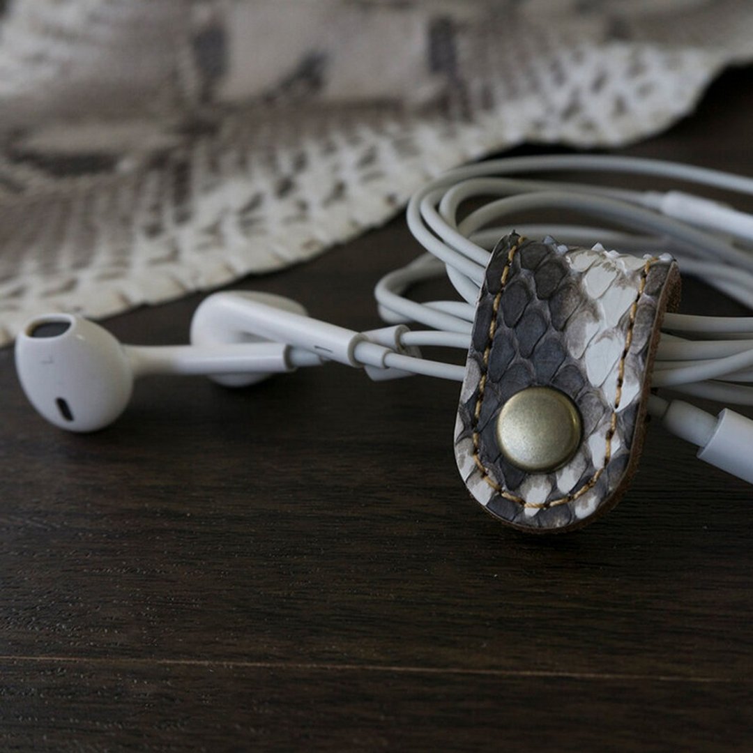 Cord Holder [Earphone Cord Holder Diamond Python] Diamond Python Snake FF01K - 手机壳/手机套 - 真皮 灰色