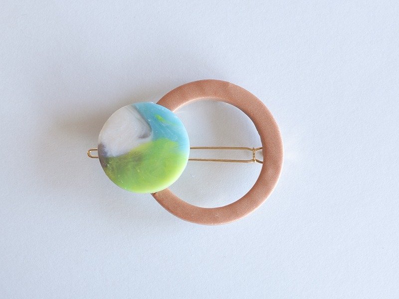 [1 point only] Circle hairpin - 发饰 - 粘土 绿色