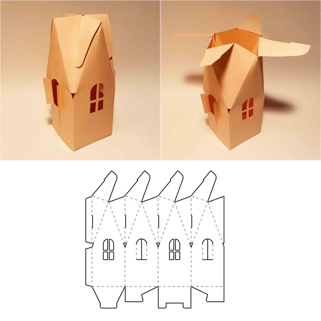 Christmas box template, christmas gift box, christmas house box, house box, PDF - 图文模板设计 - 其他材质 