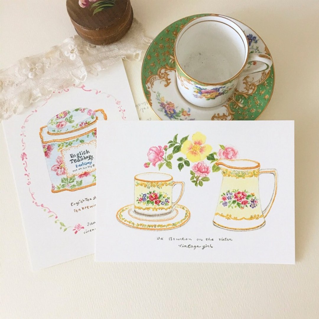 旅行与茶馆插画明信片组 - 8 款设计 - 卡片/明信片 - 纸 多色