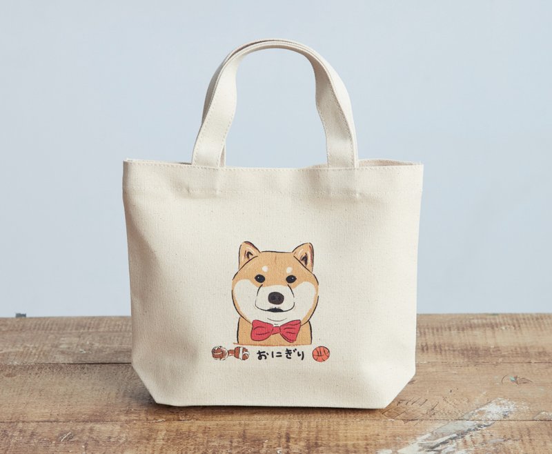 小饭团 柴柴小托特 尖头曼 柴犬托特包 - 手提包/手提袋 - 棉．麻 白色