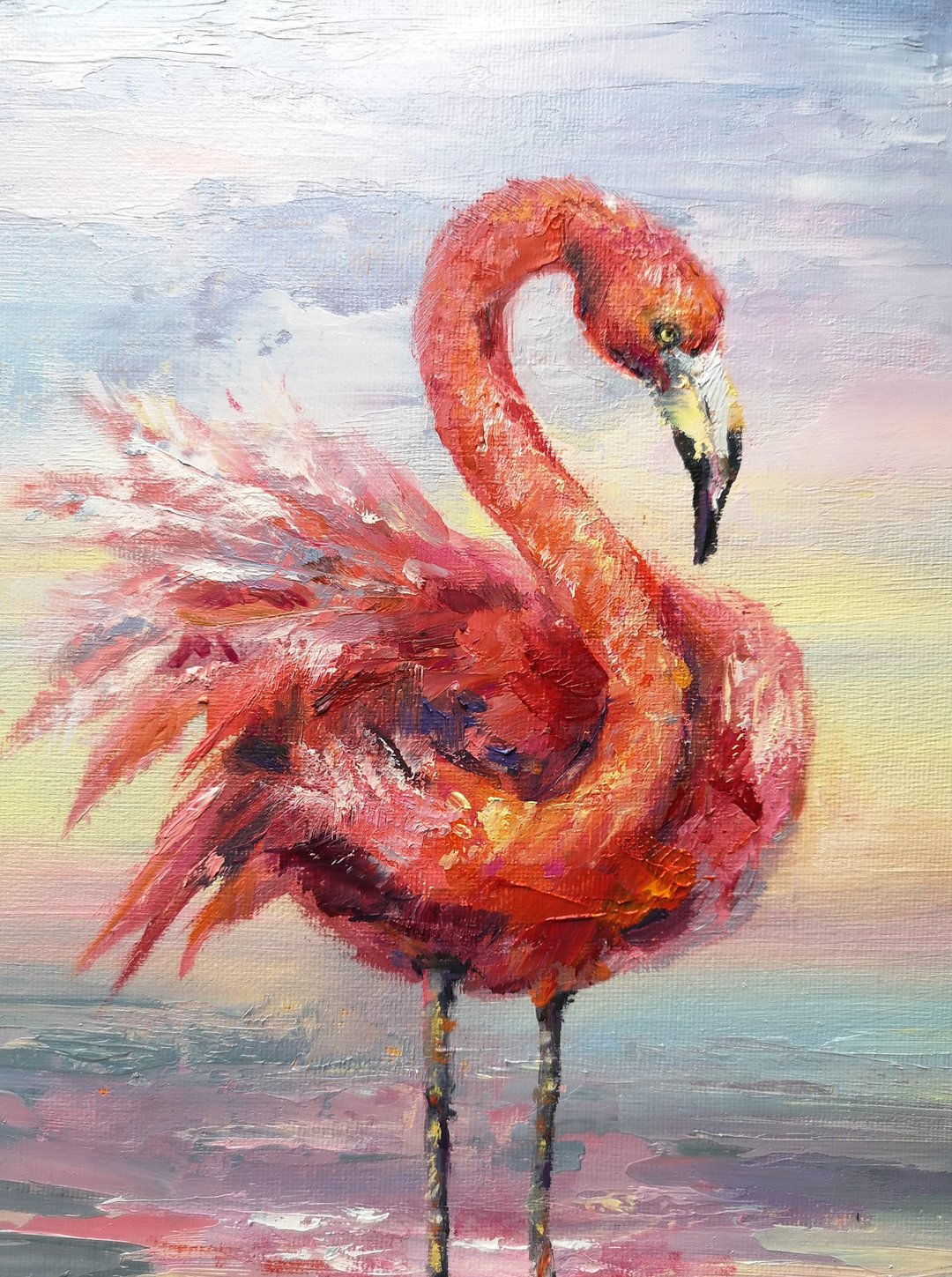 Flamingo Painting Original oil painting on canvas 30x25 cm. - 海报/装饰画/版画 - 其他材质 
