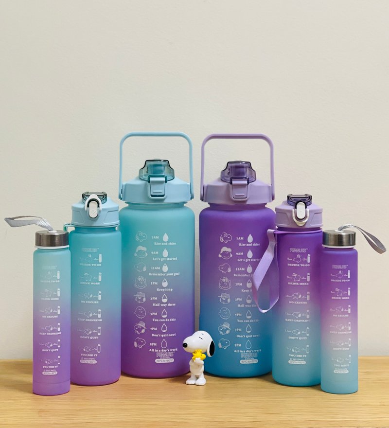 SNOOPY史诺比3合1便携水樽家庭套装-3件/套(紫色/粉绿色) - 水瓶/水壶 - 塑料 紫色