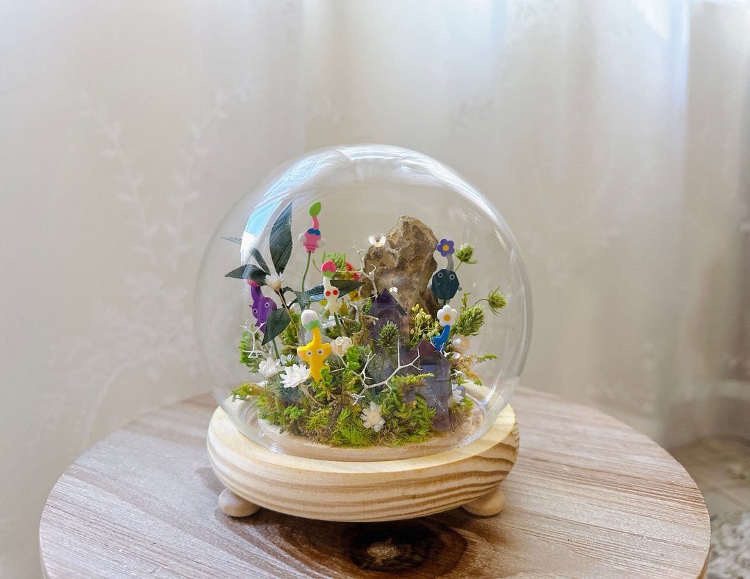 Pikmin 皮克敏 一起来打水晶菇。紫水晶。永生叶材绿植栽 - 植栽/盆栽 - 水晶 白色