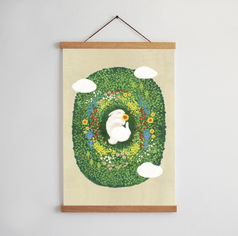 插画海报 / 兔子与小花 - 海报/装饰画/版画 - 纸 