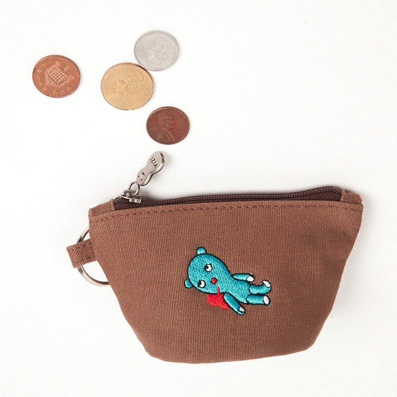 YIZISTORE伤得很重零钱包女创意迷你帆布刺绣硬币包水饺形小钱包 - 零钱包 - 棉．麻 